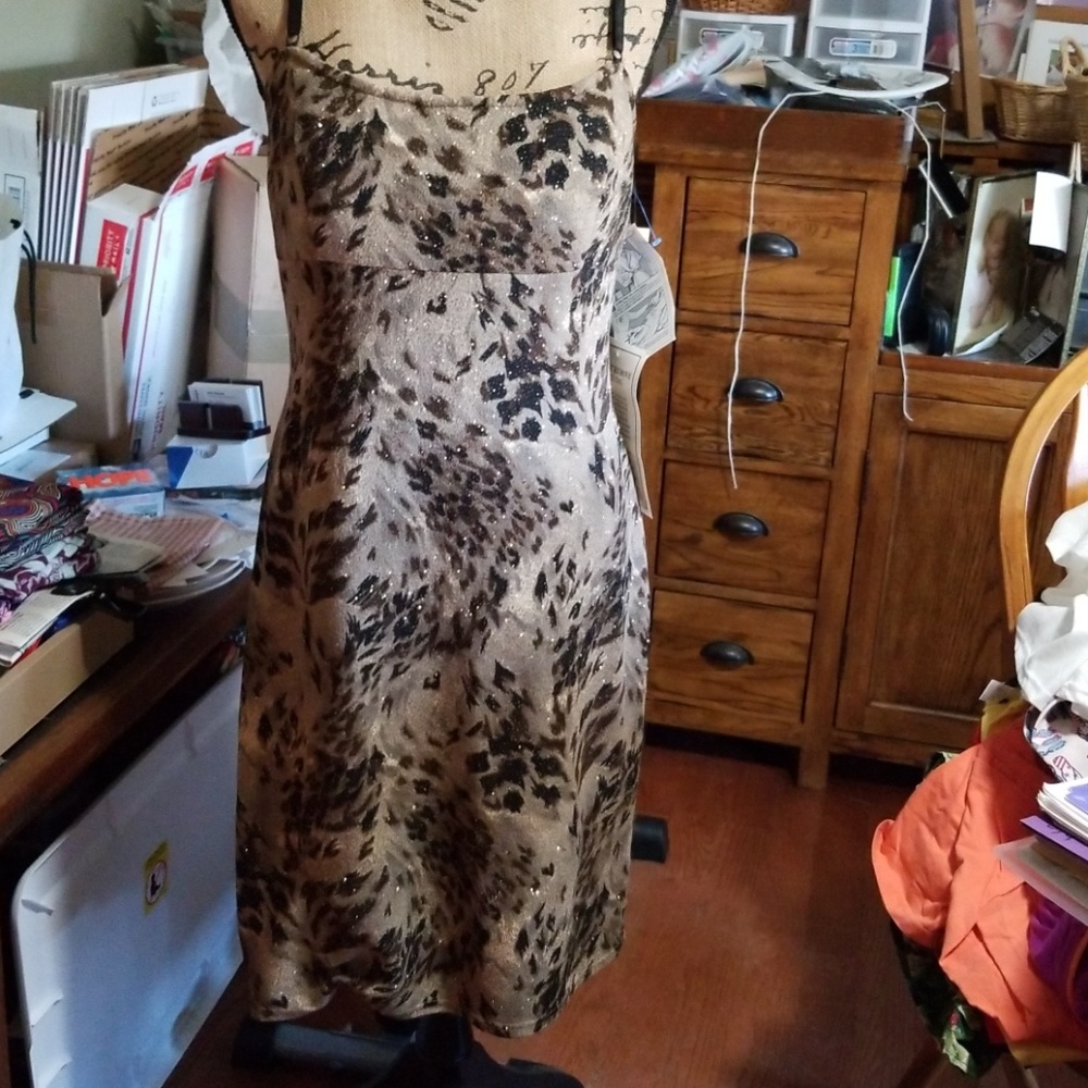 Sexy leopard glitter dress spaghetti straps NWT
